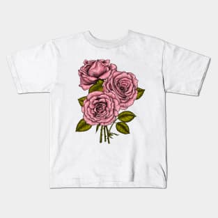 Pink roses bouquet Kids T-Shirt